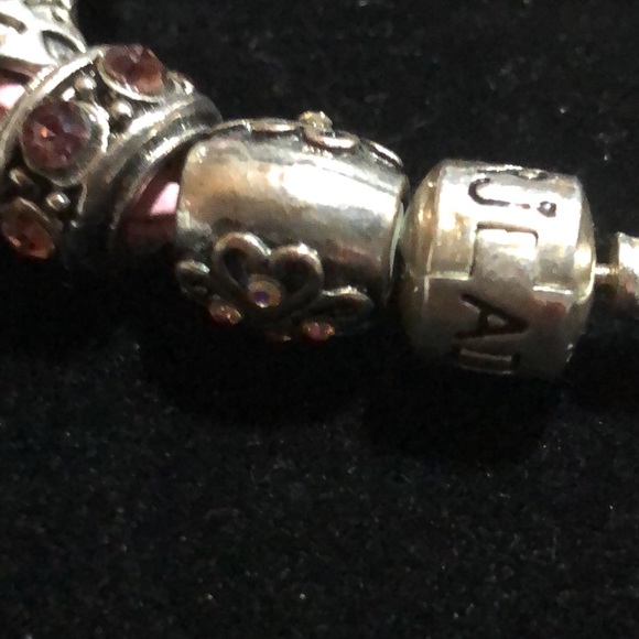 Pink Serjaden Leather Sterling Bracelet With Three 925 Charms - Picture 5 of 14